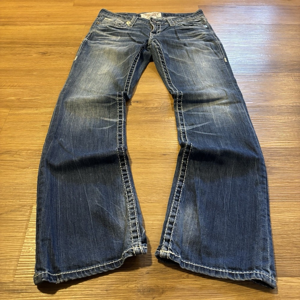 Y2K Big Star Liv Jeans Women's 28R (30x32) Low Rise Bootcut Crazy Whisker Fade